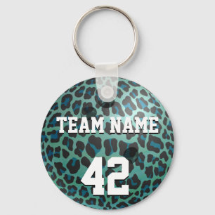 Bowling Ball Leopard Blauwgroen Sleutelhanger