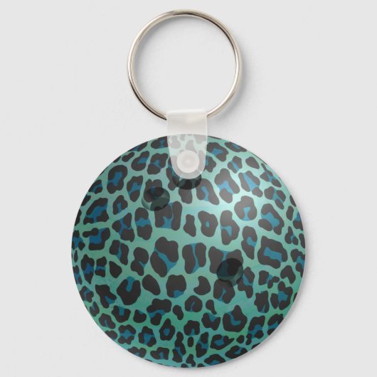 Bowling Ball Leopard Blauwgroen Sleutelhanger (Voorkant)
