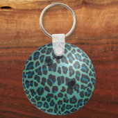 Bowling Ball Leopard Blauwgroen Sleutelhanger (Voorkant)