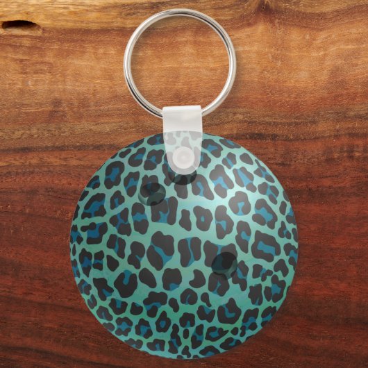 Bowling Ball Leopard Blauwgroen Sleutelhanger (Voorkant)