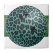 Bowling Ball Leopard Blauwgroen Tegeltje (Voorkant)