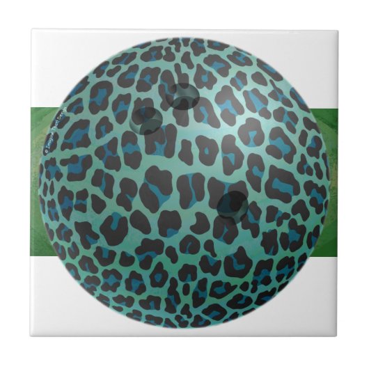 Bowling Ball Leopard Blauwgroen Tegeltje (Voorkant)