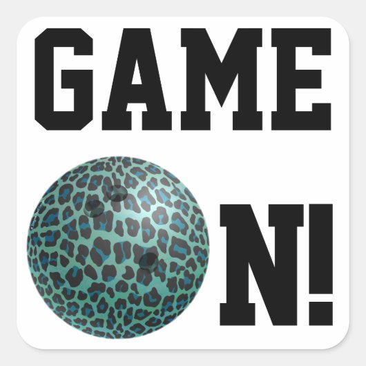 Bowling Ball Leopard Blauwgroen Vierkante Sticker (Voorkant)