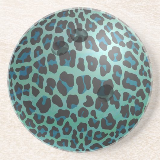 Bowling Ball Leopard Blauwgroen Zandsteen Onderzetter (Voorkant)