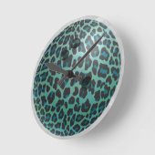 Bowling Ball Leopard Teal Ronde Klok (Hoek)