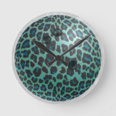 Bowling Ball Leopard Teal Ronde Klok (Voorkant)