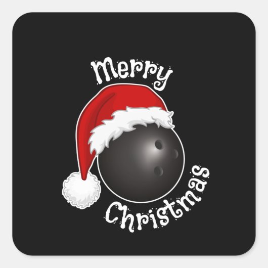 Bowling ball met Santa Hat. Bowlingspelers xmas Vierkante Sticker (Voorkant)