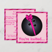 Bowling Ball met uitnodiging van Bow Birthday (Voorkant / Achterkant)
