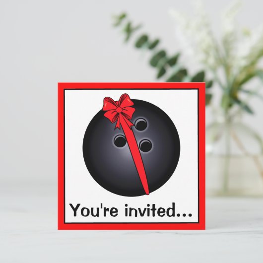 Bowling Ball met uitnodiging van Bow Birthday (Staand voorkant)