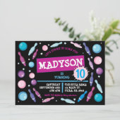 BOWLING BALL NEON Verjaardagsfeestuitnodiging Kaart (Staand voorkant)