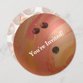 Bowling Ball Oranje Party Invitation Kaart (Voorkant / Achterkant)