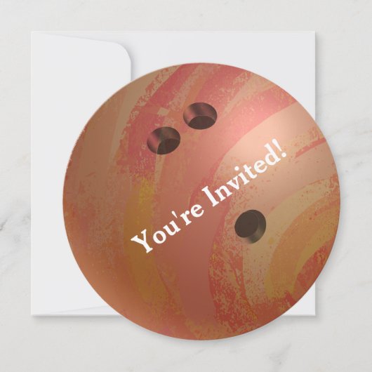 Bowling Ball Oranje Party Invitation Kaart (Voorkant)