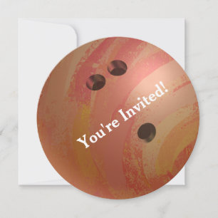 Bowling Ball Oranje Party Invitation Kaart