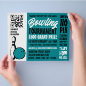 Bowling Ball & Pin, Ten-Pin Bowling Tournament Flyer (Hand)