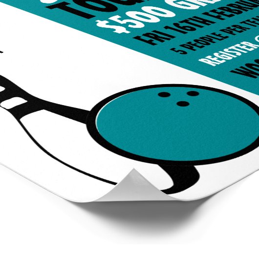 Bowling Ball & Pin, Ten-Pin Bowling Tournament Poster (Hoek)