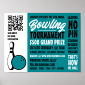 Bowling Ball & Pin, Ten-Pin Bowling Tournament Poster (Voorkant)