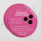 Bowling Ball Pink Birthday Party Kaart (Voorkant / Achterkant)