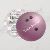 Bowling Ball Pink Party Uitnodiging (Voorkant / Achterkant)