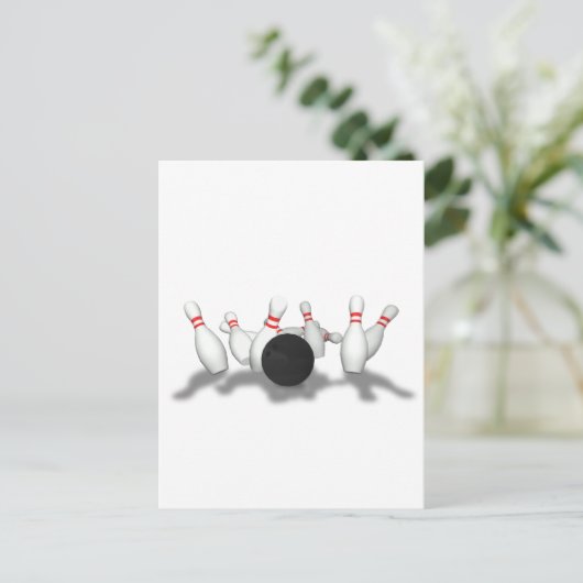 Bowling Ball & Pins: 3D-model: Briefkaart (Staand voorkant)