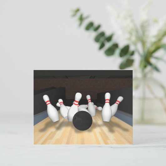 Bowling Ball & Pins: 3D-model: Briefkaart (Staand voorkant)