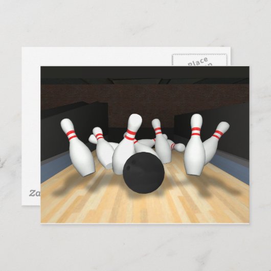 Bowling Ball & Pins: 3D-model: Briefkaart (Voorkant / Achterkant)