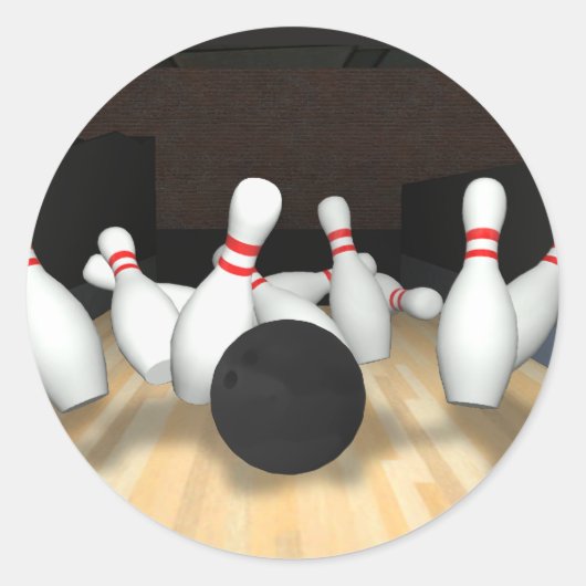 Bowling Ball & Pins: 3D-model: Ronde Sticker (Voorkant)