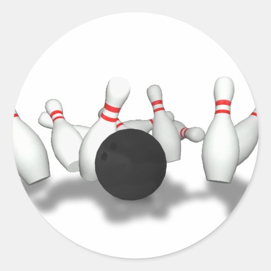 Bowling Ball & Pins: 3D-model: Ronde Sticker (Voorkant)
