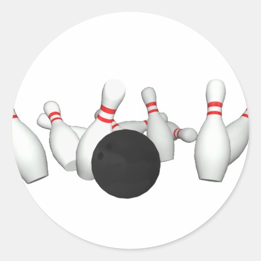 Bowling Ball & Pins: 3D-model: Ronde Sticker (Voorkant)