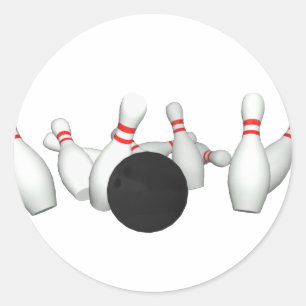 Bowling Ball & Pins: 3D-model: Ronde Sticker