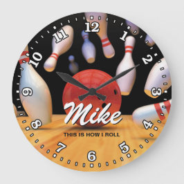 Bowling Ball Pins Man Cave  Clock Grote Klok