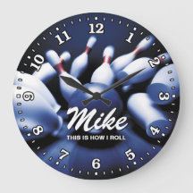 Bowling Ball Pins Man Cave Clock