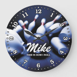 Bowling Ball Pins Man Cave  Clock Grote Klok