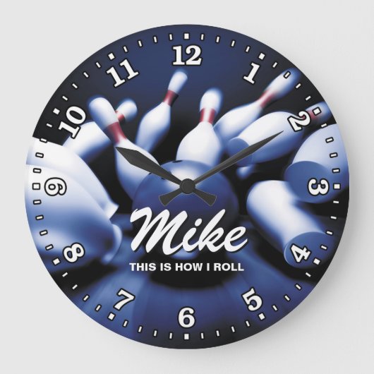 Bowling Ball Pins Man Cave  Clock Grote Klok (Voorkant)