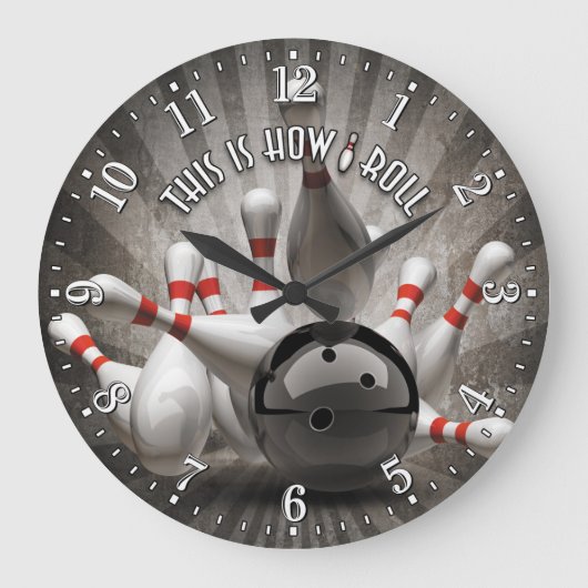 Bowling Ball Pins Man Cave Wall Clock Grote Klok (Voorkant)