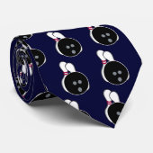 Bowling Ball Pins Navy Blue Novelty Stropdas (Opgerold)