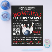 Bowling Ball & Pins, Ten-Pin Bowling Tournament Flyer (Enkel)