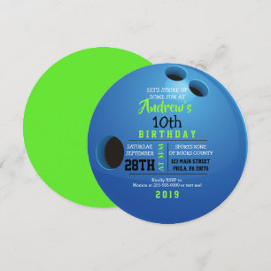 BOWLING BALL ROUND Birthday Party Invitation Kaart