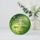 BOWLING BALL ROUND Green Birthday Party Invitation Kaart (Staand voorkant)
