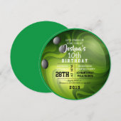 BOWLING BALL ROUND Green Birthday Party Invitation Kaart (Voorkant / Achterkant)