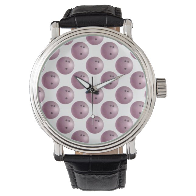 Bowling Ball Roze Horloge (Voorkant)