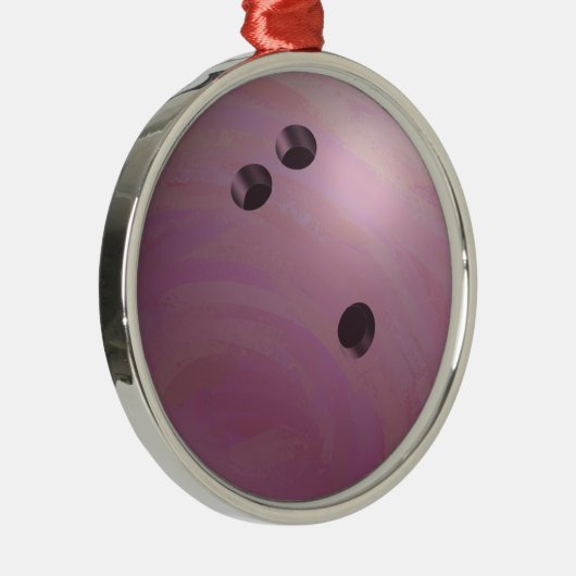 Bowling Ball Roze Metalen Ornament (Rechts)