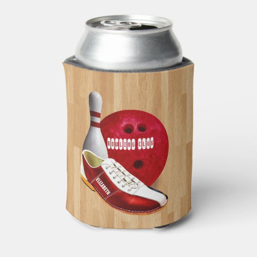 Bowling Ball-schoen en -pin met uw eigen naam Blikjeskoeler (Blikje Achterkant)