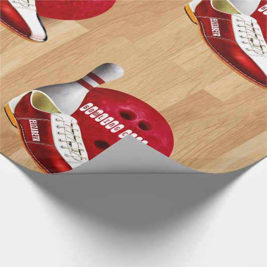 Bowling Ball-schoen en -pin met uw eigen naam Cadeaupapier (Hoek)