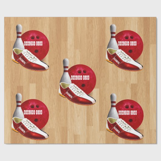 Bowling Ball-schoen en -pin met uw eigen naam Cadeaupapier (Vlak)