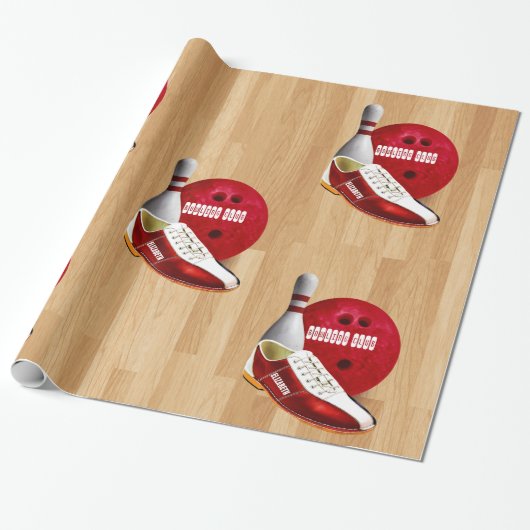 Bowling Ball-schoen en -pin met uw eigen naam Cadeaupapier (Uitgerold)