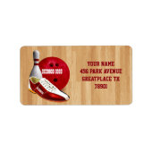 Bowling Ball-schoen en -pin met uw eigen naam Etiket (Voorkant)