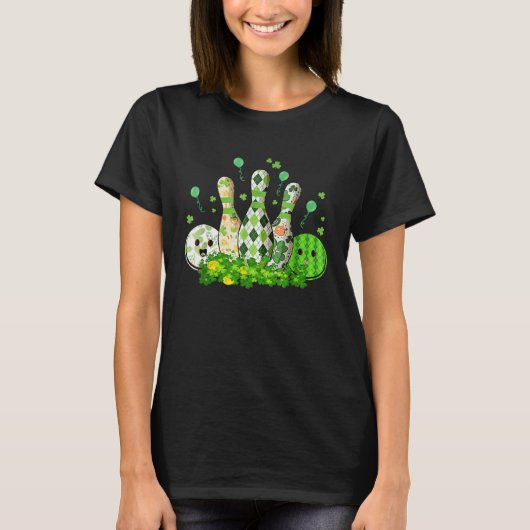 Bowling Ball Shamrock Leprechaun St Patricks Day B T-shirt (Voorkant)