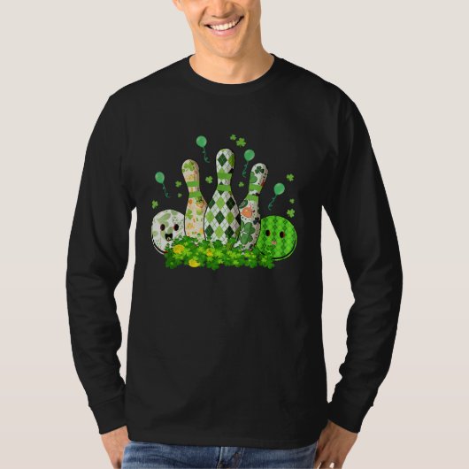 Bowling Ball Shamrock Leprechaun St Patricks Day B T-shirt (Voorkant)