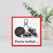 Bowling Ball, Shoes en Pin After Game Party Kaart (Staand voorkant)