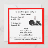 Bowling Ball, Shoes en Pin After Game Party Kaart (Achterkant)